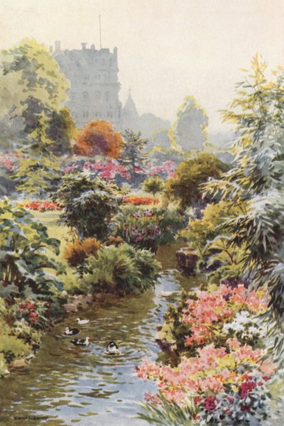 I Upper Gardens, Bournemouth (farve litho) af Ernest William Haslehust