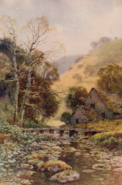 Lathkil Dale (farve litho) af Ernest William Haslehust