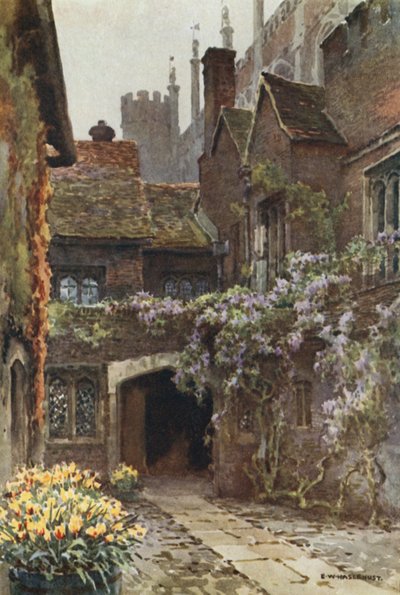 Tømrermestergård (farve litho) af Ernest William Haslehust