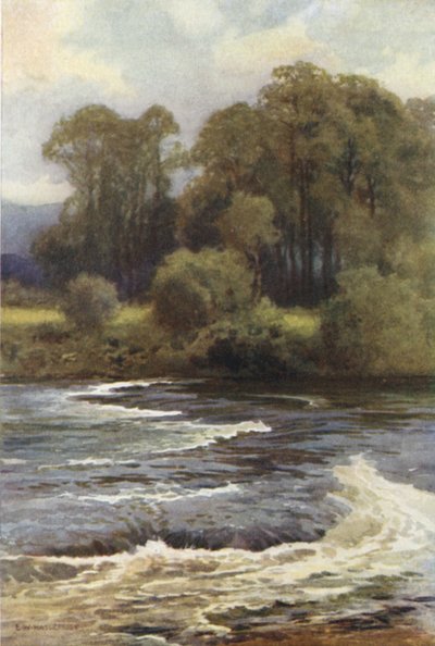 Monnington Falls (farve litho) af Ernest William Haslehust