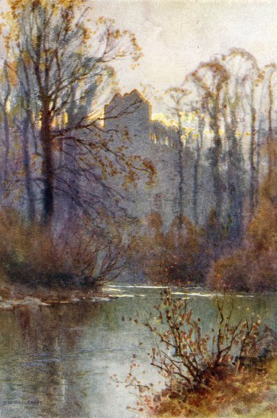 Newark Tower (farve litho) af Ernest William Haslehust