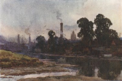 Newport from the Medina (farve litho) af Ernest William Haslehust