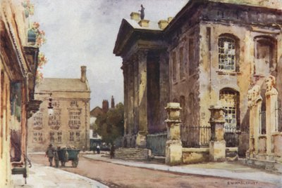 Old Clarendon Building, Broad Street (farve litho) af Ernest William Haslehust