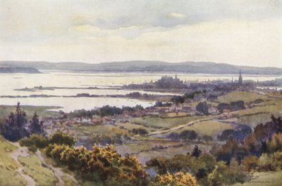 Poole Harbour fra Constitutional Hill (farve litho) af Ernest William Haslehust