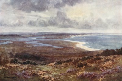 Poole Harbour fra Studland (farve litho) af Ernest William Haslehust