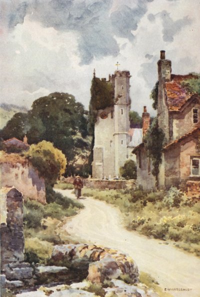 Portisham (farve litho) af Ernest William Haslehust