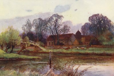 Themsen: Lady Place, Hurley (farvelitografi) af Ernest William Haslehust