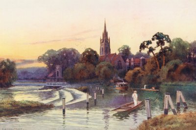 Themsen: Marlow (farvelitografi) af Ernest William Haslehust