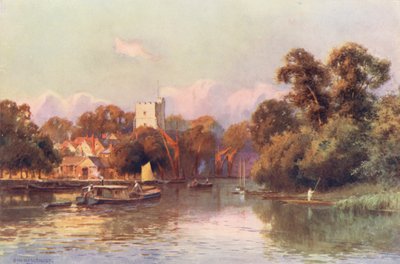 Themsen: Twickenham (farvelitografi) af Ernest William Haslehust