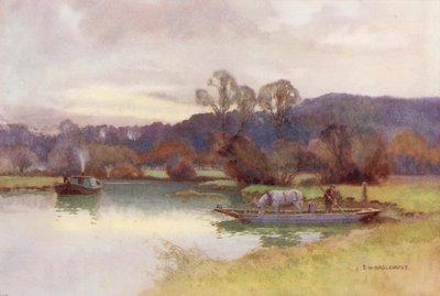 Themsen: Udsigt over Nuneham Woods (farvelitografi) af Ernest William Haslehust