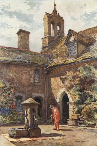 The Coningsby, eller Red Coat Hospital (farve litho) af Ernest William Haslehust