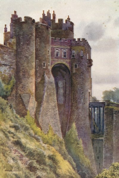 Konstabelens tårn, Dover Castle (farve litho) af Ernest William Haslehust