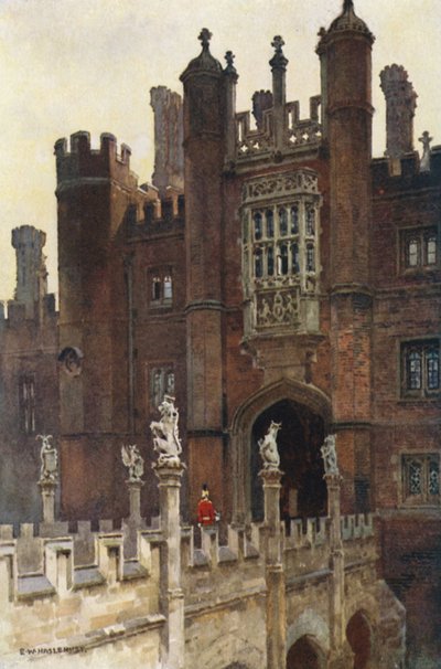 The Great Gatehouse, West Entrance (farve litho) af Ernest William Haslehust