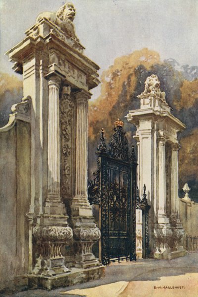 Løveporten (farve litho) af Ernest William Haslehust
