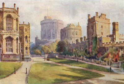 The Lower Ward, Windsor Castle (farve litho) af Ernest William Haslehust