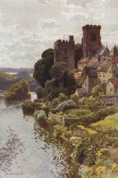 The Old-World Village of Tanfield (farve litho) af Ernest William Haslehust