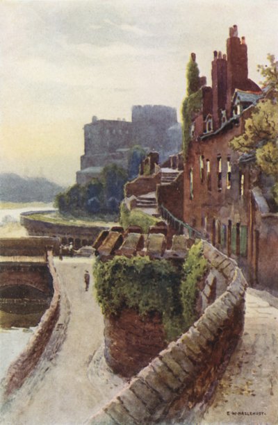 The Walls near Bridgegate (farve litho) af Ernest William Haslehust