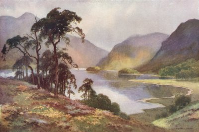 Thirlmere og Helvellyn (farve litho) af Ernest William Haslehust