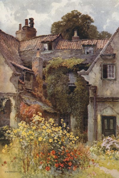 Thorp Prebendal House, Ripon (farve litho) af Ernest William Haslehust