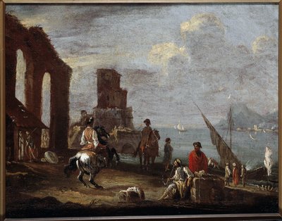 Landskab med ruiner nær havet Maleri af Ernesto Monsu Daret (1600-tallet) Sol 40x50 cm Gener, Musei di Strada Nuova (ex Palazzo Bianco) af Ernest called Monsu Ernesto Daret
