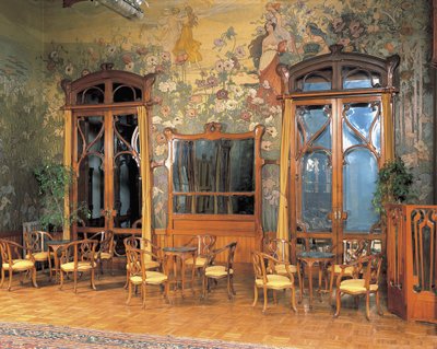 Interiør af hallen på et storslået hotel, Villa Igea, Palermo, Sicilien, Italien af Ernesto Basile