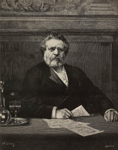 Giosue Carducci (1835-1907), italiensk digter og forfatter, nobelpristager i 1906, gravering af Ernesto Mancastroppa fra maleri af Vittorio Corcos, fra L