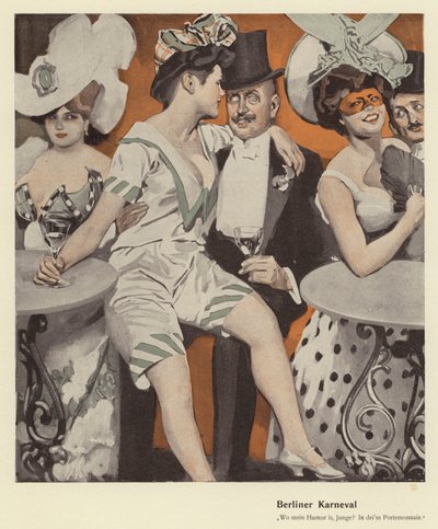 Berlin karneval (farve litho) af Ernst (after) Heilemann