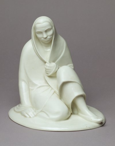Stillesiddende pige, 1907-08 (porcelæn) af Ernst Barlach