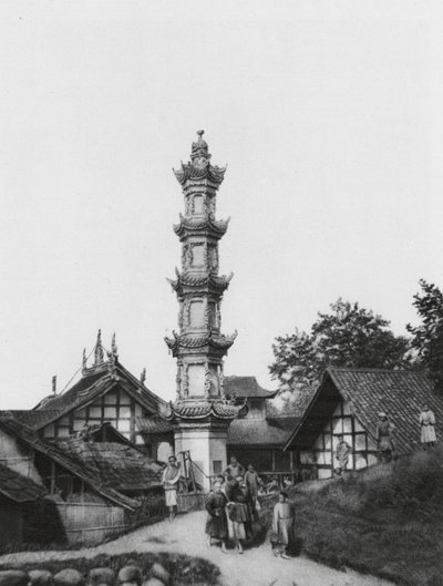 Kiungchou, Szechuan, landsby (s/h-foto) af Ernst Boerschmann