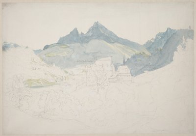 Berchtesgaden med Watzmann-toppen i det fjerne af Ernst Fries