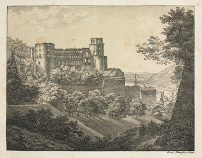 Seks udsigter over Heidelberg Slot: Mod nordøst, 1820. af Ernst Fries