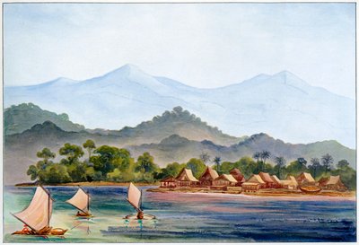 Landsby, Sumatra, Indonesien, 1906 af Ernst Haeckel
