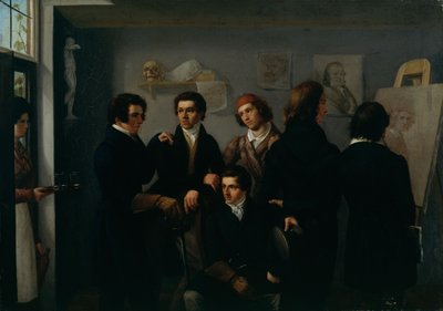 Portrætgruppe af unge kunstnere af Ernst Hampe