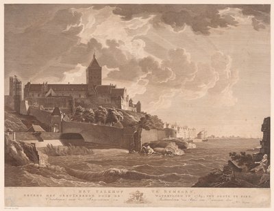 Udsigt over Valkhof i Nijmegen Valkhof i Nijmegen, ved siden af ​​det ødelagte af oversvømmelsen i 1784, mod øst (titel på objektet) af Ernst Karl Gottlieb Thelott