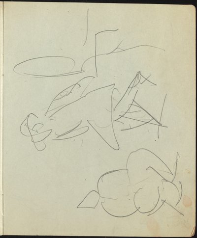 Dansere og udøvende side fra en skitsebog, ca. 1911. af Ernst Ludwig Kirchner