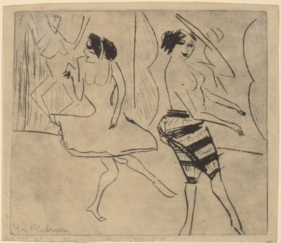 Dansere i studiet, 1911. af Ernst Ludwig Kirchner