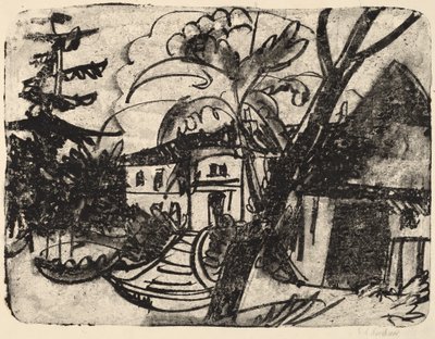 Dansk Gård med Herregård, 1912. af Ernst Ludwig Kirchner