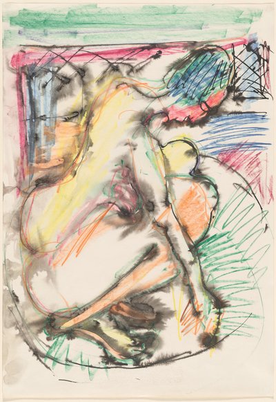 Erna bader i et karbad, 19131914. af Ernst Ludwig Kirchner