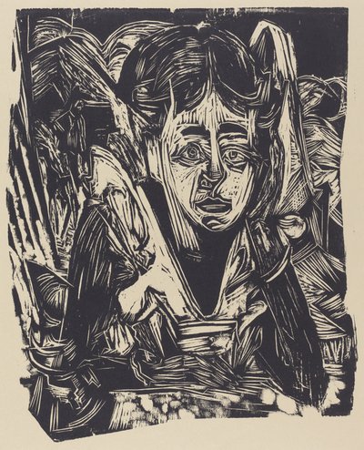 Pige drømmer, 1918. af Ernst Ludwig Kirchner