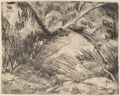 Bjergskråning med geder, 1920. af Ernst Ludwig Kirchner
