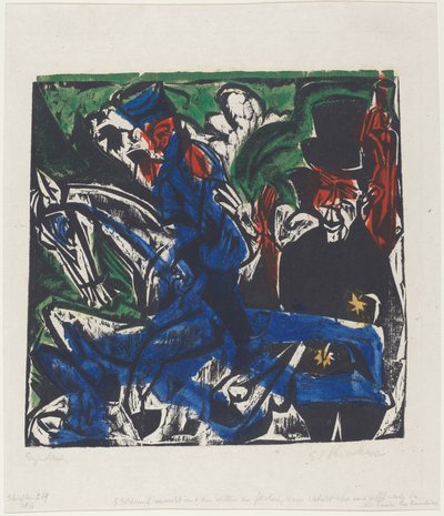 Peter Schlemihls forunderlige historie: Schlemihls møde med de grå..., 1915. af Ernst Ludwig Kirchner