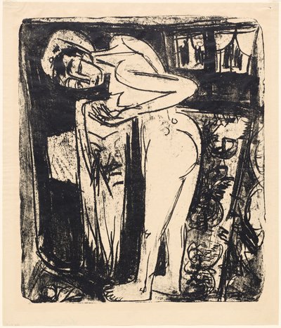 Stående nøgen i et værelse, 1921. af Ernst Ludwig Kirchner