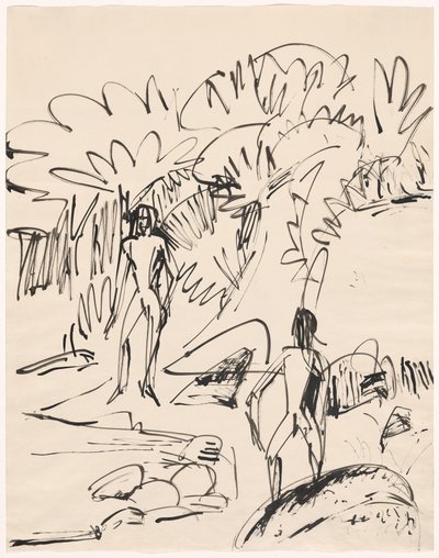 To badende ved Femernkysten, 1912. af Ernst Ludwig Kirchner