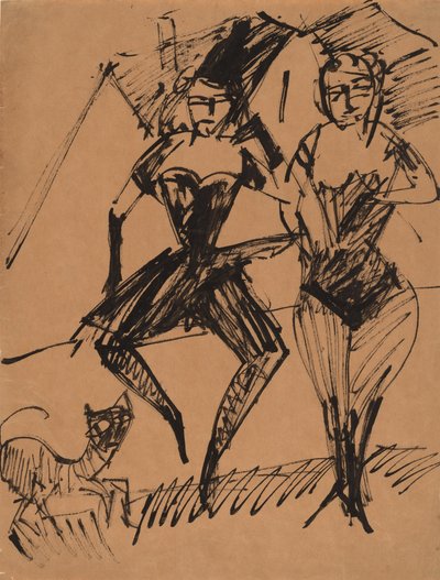 To dansere med en kat, 1913. af Ernst Ludwig Kirchner