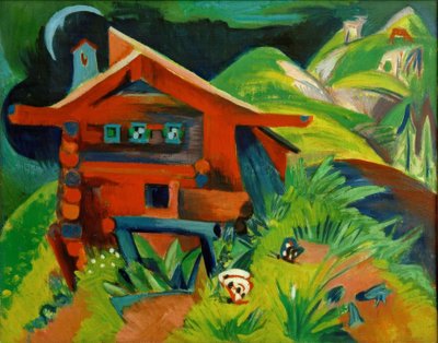 alpehytte; Rød Alfaus af Ernst Ludwig Kirchner