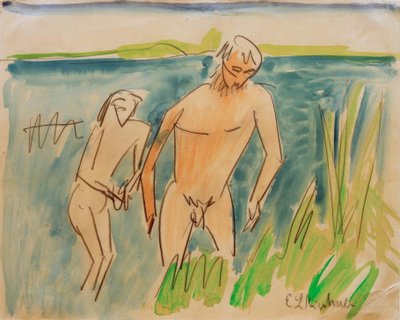 Badende i Moritzburg af Ernst Ludwig Kirchner