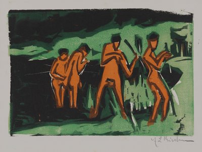 Badende, der kaster siv af Ernst Ludwig Kirchner