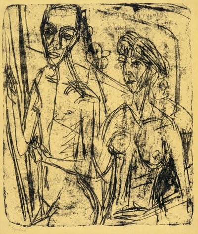 Par i værelse, nøgen mand med kvinde af Ernst Ludwig Kirchner