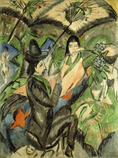 Par under japanske parasoller; Par under den japanske paraply, 1902 af Ernst Ludwig Kirchner