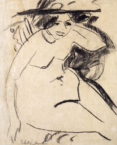 Dido med Hat; Dido mit Hut, ca. 1909 af Ernst Ludwig Kirchner